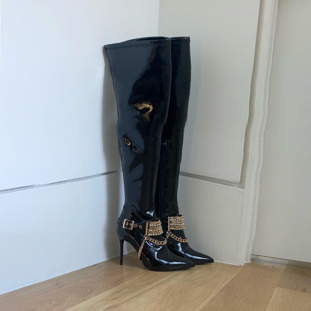 Jeffrey Campbell HOT 🔥 Chain Thigh High Boots - Picture 3 of 5